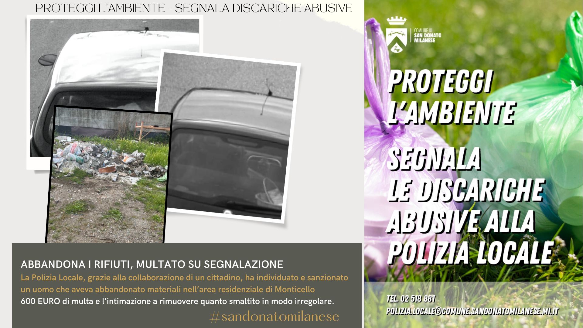 Proteggiamo l'a,biente di San Donato Milanese - Segnaliamo discariche abusive alla Polizia Locale