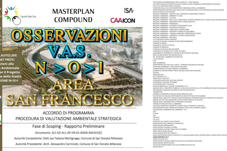 Osservazioni alla Valutazione Ambientale Strategica per il Progetto di Costruzione dello Stadio - Associazione N>O>I -